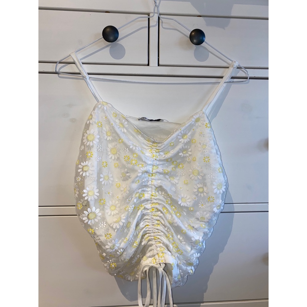 Zara daisy scrunch shirt with tie